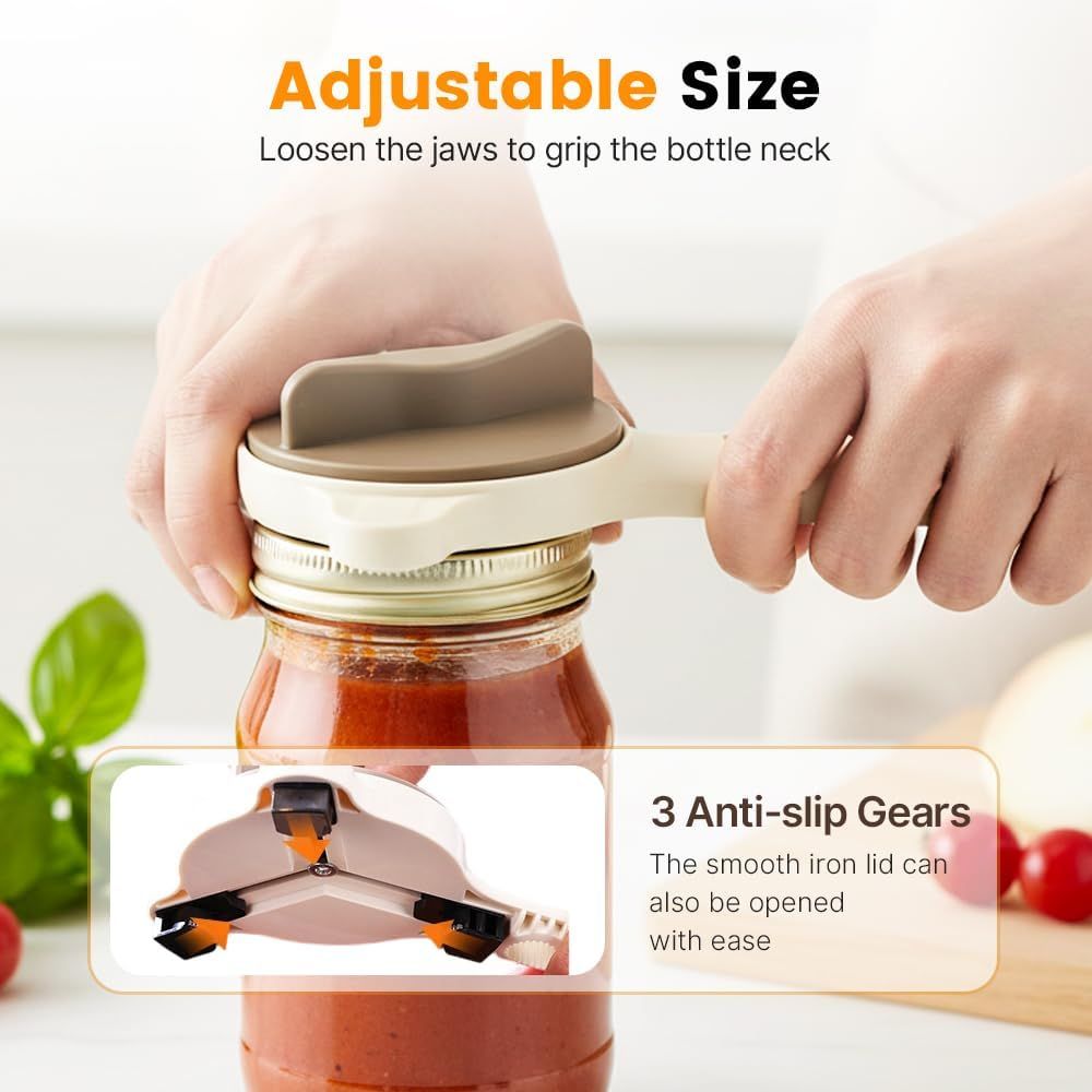 4-in-1 Jar Opener, 2026 New Adjustable Stainless Steel Jar & Bottle Opener Lid Remover for Weak Hands & Seniors, Can Opener with Ergonomic Handle, Friendly Kitchen Gadget 1