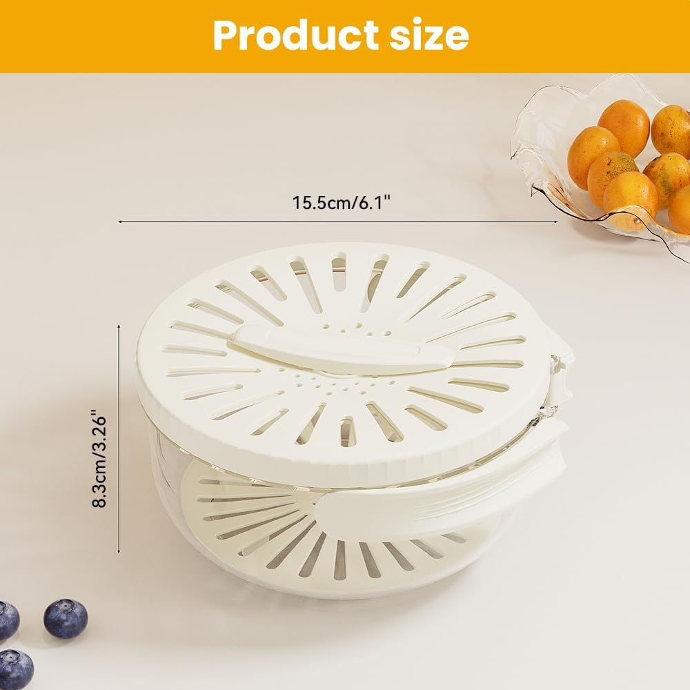 2-in-1 Draining and Preservation Basket, 2026 Upgraded Multifunctional Fruit and Vegetable Washing Bowl with Handle Fruit Strainer Container with Lid for Kitchen, Fridge, Picnic, Camping Brown
