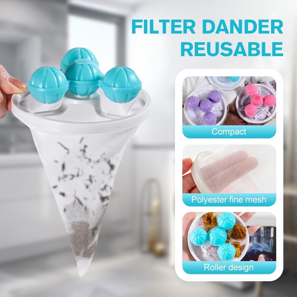 Floating Hair Filtering Mesh Removal, 2026 Upgrade Pet Hair Remover Laundry Reusable Lint Catcher for Washing Machine Hair Catcher Wool Device, Pet Hair 3, Mix