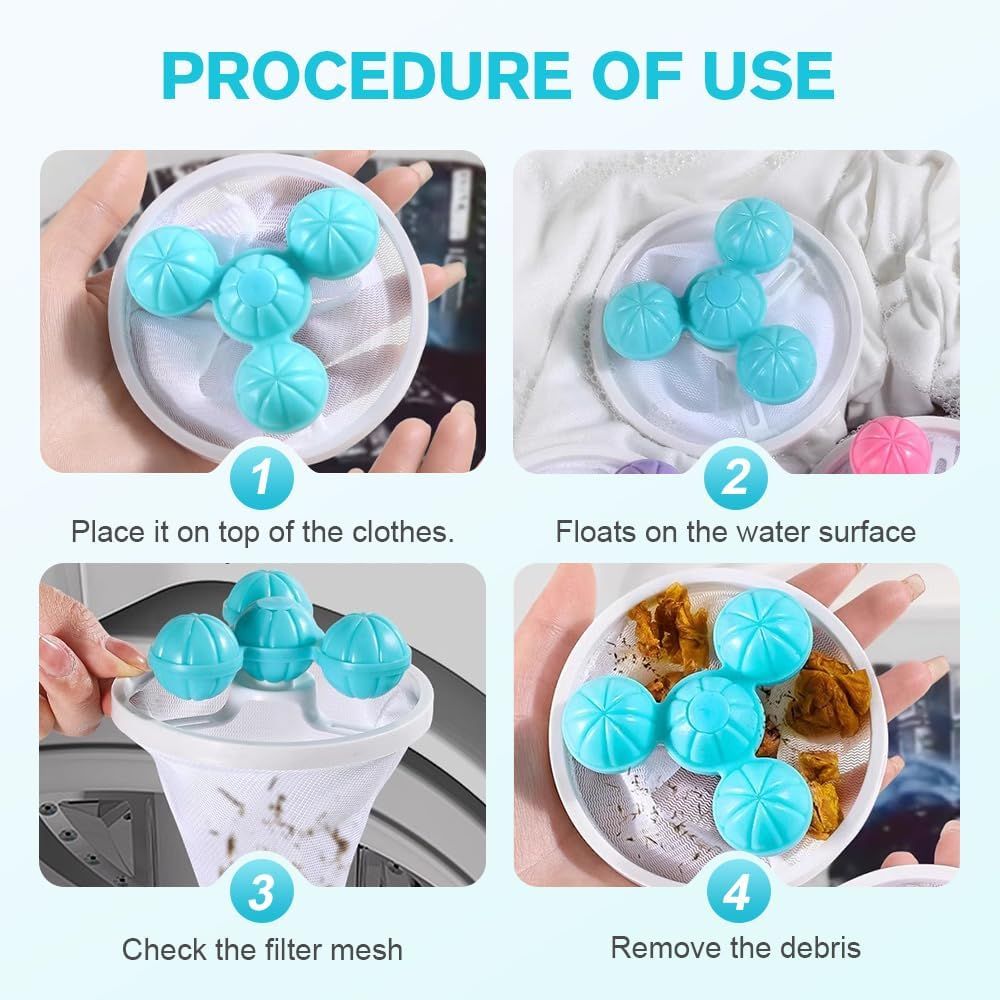 Floating Hair Filtering Mesh Removal, 2026 Upgrade Pet Hair Remover Laundry Reusable Lint Catcher for Washing Machine Hair Catcher Wool Device, Pet Hair 3, Mix