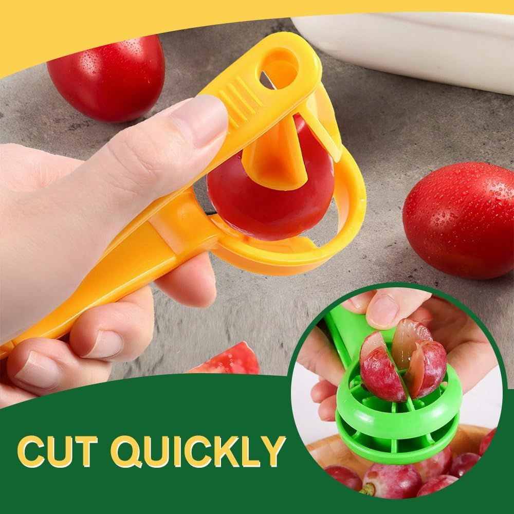 Cherry Tomato Strawberry Slicer, 2024 New Grape Cutter Grape Slicer for Toddlers, Grape Cutter Quarter Fruit Slicer tool for Vegetable Fruit Salad Cake Decoration Red