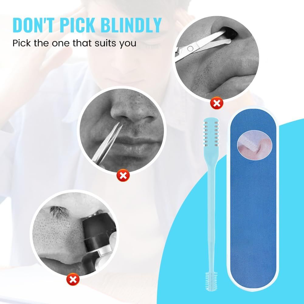 Nasal Hair Cutter, 2024 New Double Sided Nose Hair Knife Manual Nose Trimmer, 360 Rotating Nasal Razor Cutter with Ear Picker for Women and Men Pink 3Pcs
