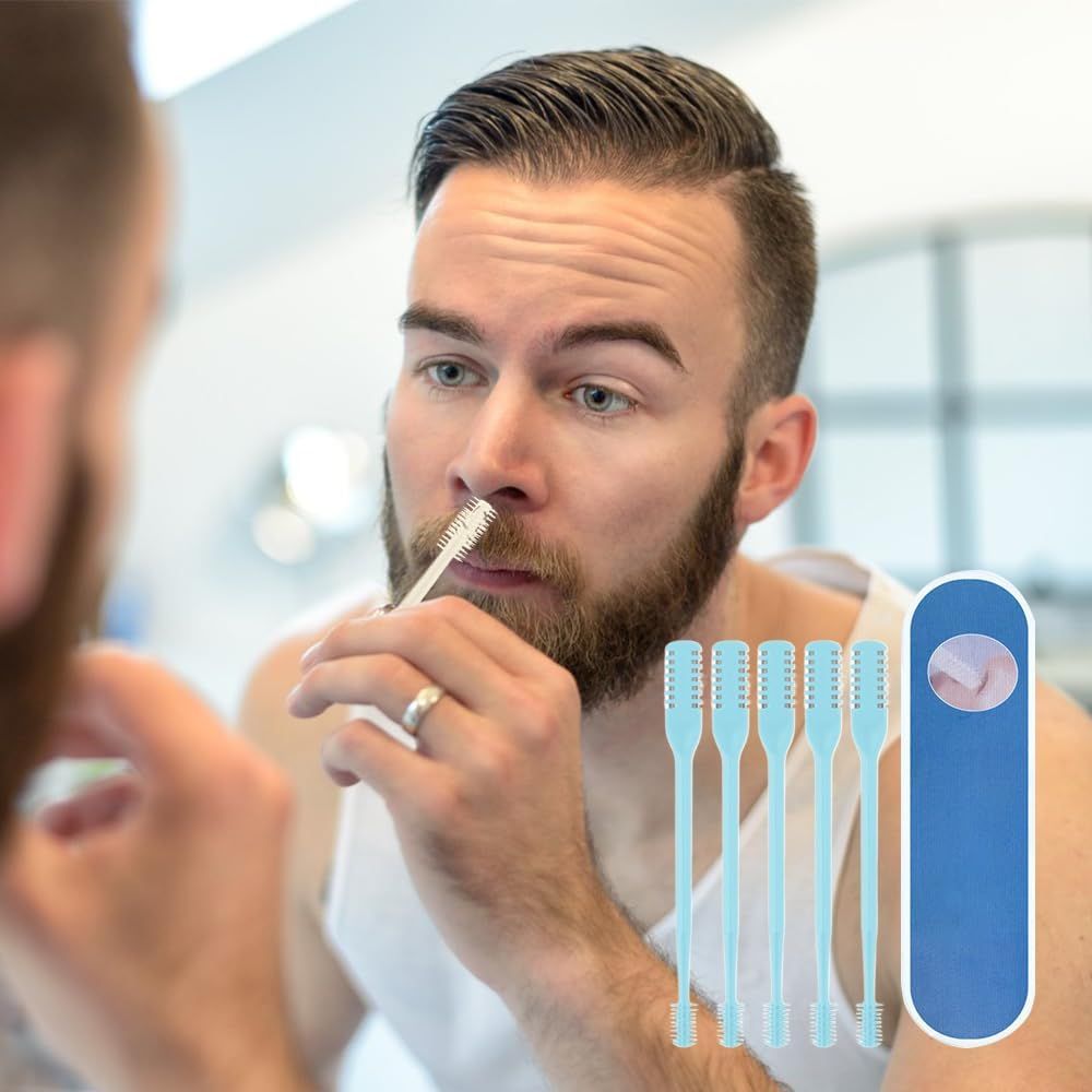 Nasal Hair Cutter, 2024 New Double Sided Nose Hair Knife Manual Nose Trimmer, 360 Rotating Nasal Razor Cutter with Ear Picker for Women and Men Pink 3Pcs