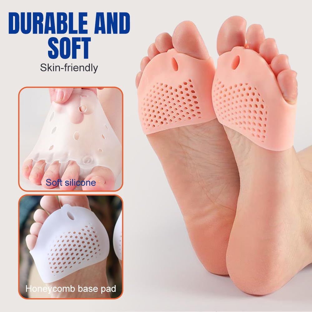 Silicone Toe Separator, 4 Pairs Gel Toe Separators Ball of Foot Cushions Toes Spreaders for Feet for Overlapping Toes, Hammer Toe Crooked Toes for Men & Women Blue