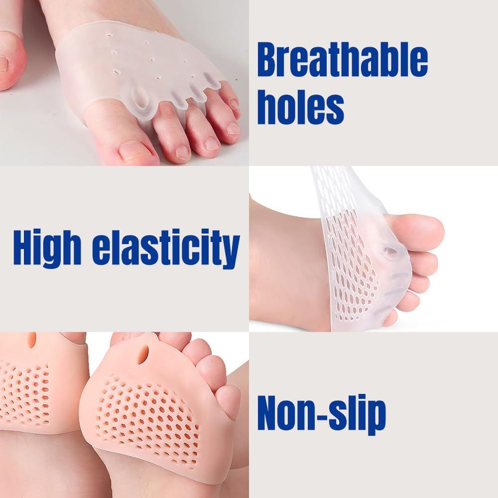 Silicone Toe Separator, 4 Pairs Gel Toe Separators Ball of Foot Cushions Toes Spreaders for Feet for Overlapping Toes, Hammer Toe Crooked Toes for Men & Women Blue