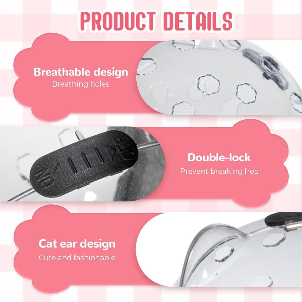 Cat Grooming Mask with Anti-Bite, 2025 New Cat Muzzle for Grooming Mouth Cover Breathable Hood, Transparent Cats Astronaut Helmet for Bath Nail Trimming S