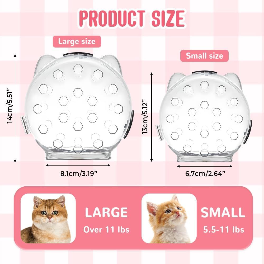 Cat Grooming Mask with Anti-Bite, 2025 New Cat Muzzle for Grooming Mouth Cover Breathable Hood, Transparent Cats Astronaut Helmet for Bath Nail Trimming S