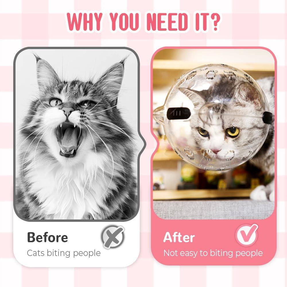 Cat Grooming Mask with Anti-Bite, 2025 New Cat Muzzle for Grooming Mouth Cover Breathable Hood, Transparent Cats Astronaut Helmet for Bath Nail Trimming S