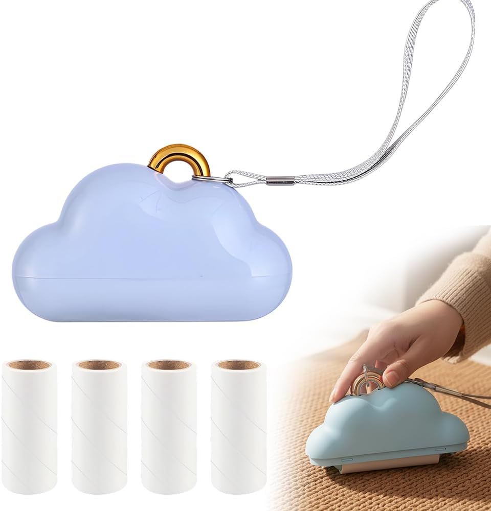Small Lint Roller Travel Size, 2026 Upgraded Portable Reusable Small Lint Roller Travel Size for Pet Hair Clothes Lints Remover with 150 Sheets Refillable Blue