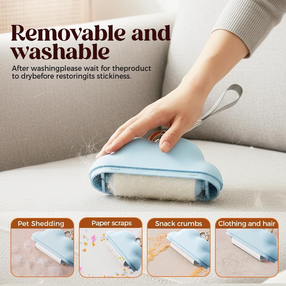 Small Lint Roller Travel Size, 2026 Upgraded Portable Reusable Small Lint Roller Travel Size for Pet Hair Clothes Lints Remover with 150 Sheets Refillable Blue