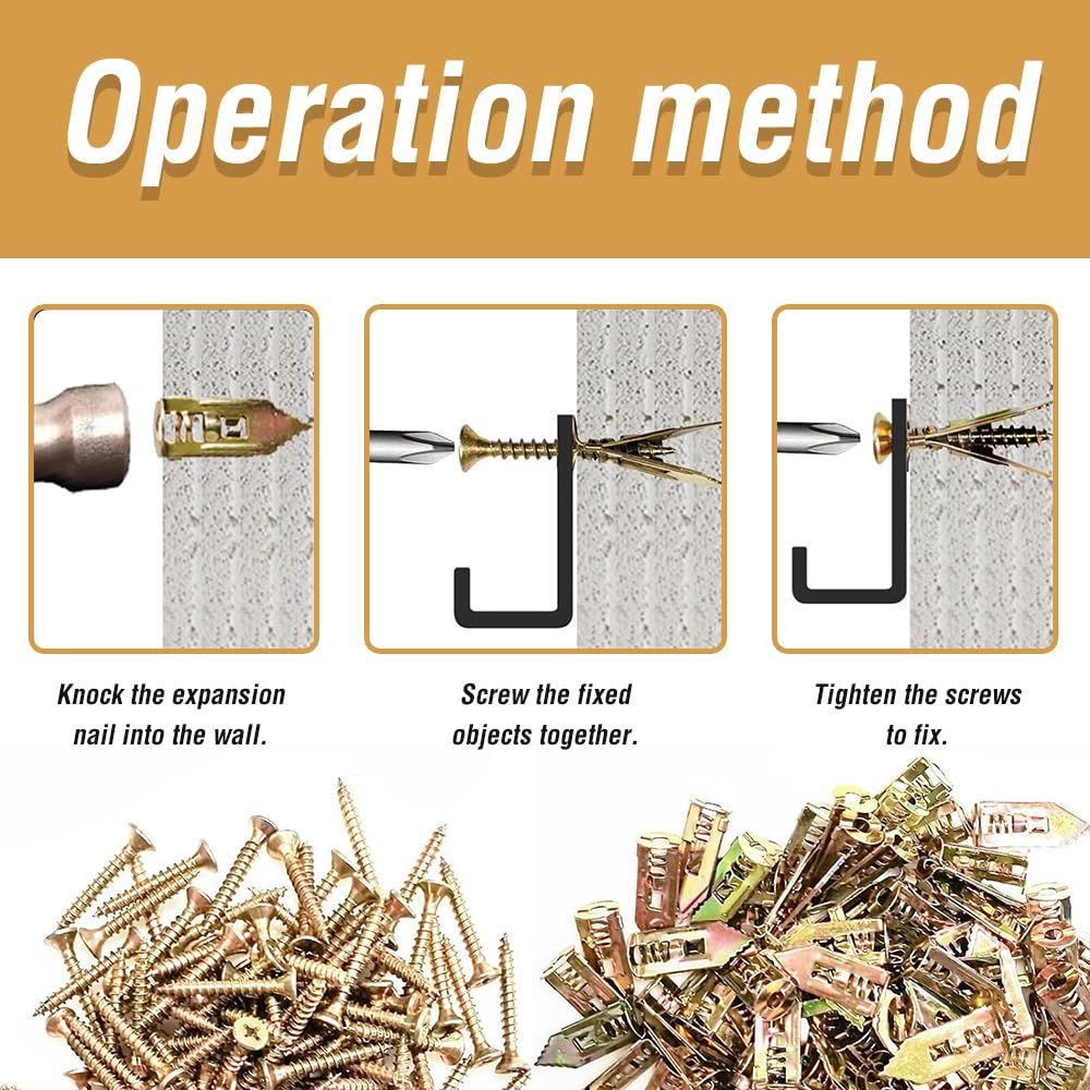 Self-Drilling Anchors Screws, 2024 New Zinc Plated Steel Self-Drilling Anchors Drilling Drywall Anchors with Screws, Wall Anchors Easy Application for TV Bike Cabinet 50, 12 mm x 30 mm