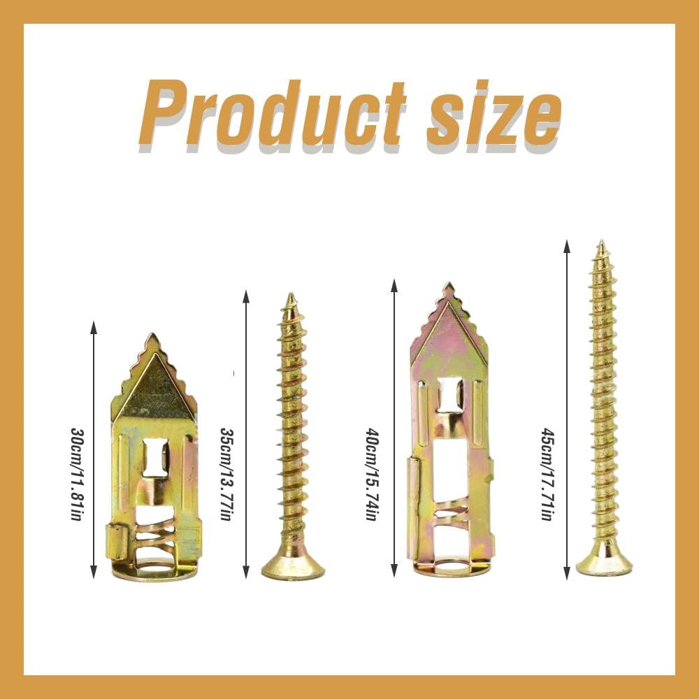 Self-Drilling Anchors Screws, 2024 New Zinc Plated Steel Self-Drilling Anchors Drilling Drywall Anchors with Screws, Wall Anchors Easy Application for TV Bike Cabinet 50, 12 mm x 30 mm