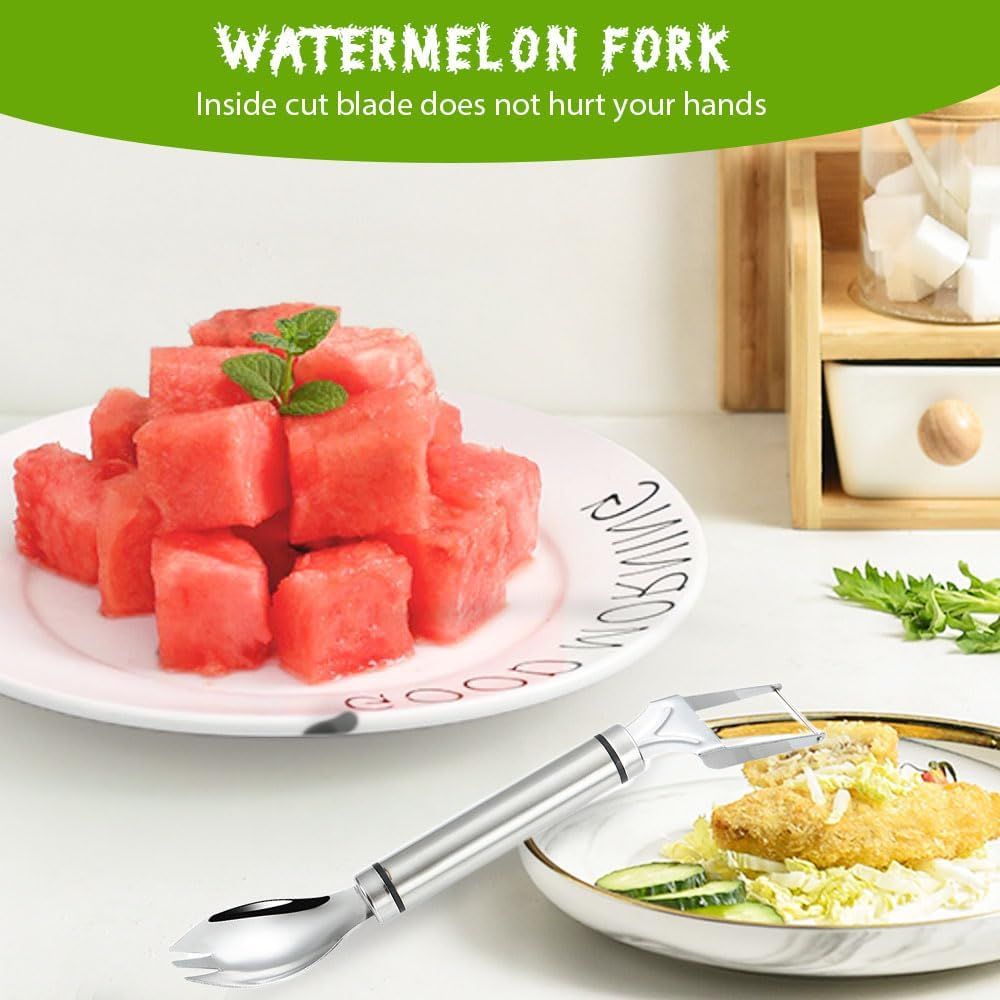 2-in-1 Stainless Steel Fruit Cutter Watermelon Cutter, Watermelon Slicer Cutter Summer Watermelon Cutting Artifact for Kitchen DIY 1