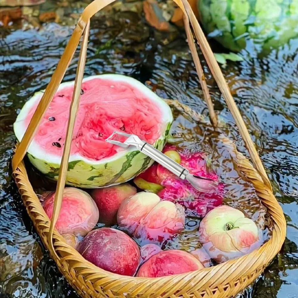 2-in-1 Stainless Steel Fruit Cutter Watermelon Cutter, Watermelon Slicer Cutter Summer Watermelon Cutting Artifact for Kitchen DIY 1