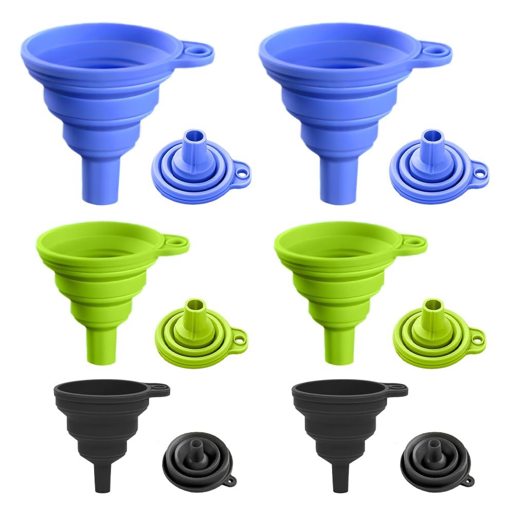 Kitchen Funnel Set, 2025 New Food Grade Silicone Collapsible Funnel Funnels for Kitchen Use Filling Bottles, Food Funnel for Filling Bottles and Water or Powder Transfer 3 Sizes Color B