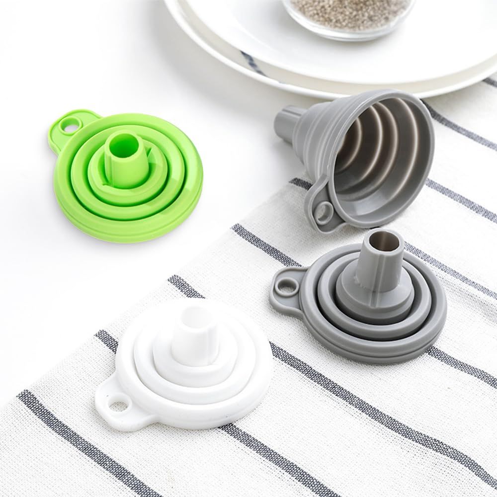 Kitchen Funnel Set, 2025 New Food Grade Silicone Collapsible Funnel Funnels for Kitchen Use Filling Bottles, Food Funnel for Filling Bottles and Water or Powder Transfer 3 Sizes Color B