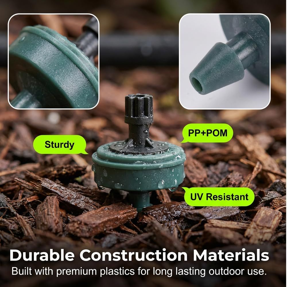 1 GPH Pressure Compensated Drippers Flow for Garden System, 2026 New Self-Cleaning Constant Flow Drippers Drip Irrigation Emitters System for 1/4 Inch Drip Irrigation Tubing 60, 1 GPH