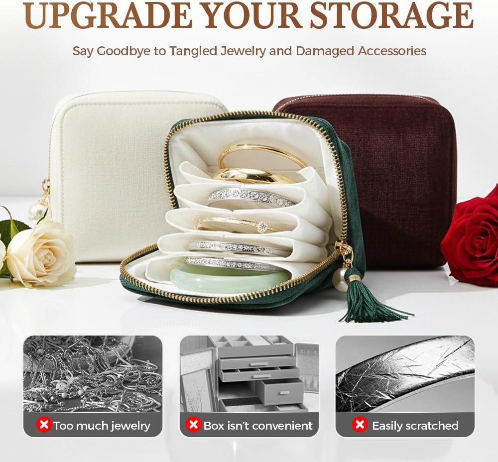 Travel Jewelry Case, Small Velvet Jewelry Pouch Bag with Zipper, Mini Portable Organizer for Earrings Rings Necklaces, Anti-Scratch Portable Storage Bag Smog Blue