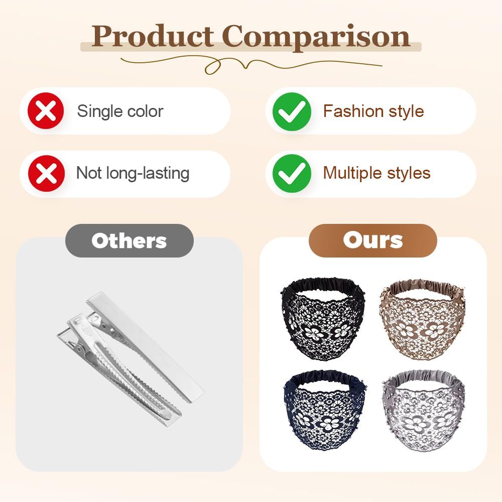 2025 New Elegant Floral Beaded Headbands for Women, Wide Lace Hair Bandanas, Boho Hair Accessories 5PCS, one size