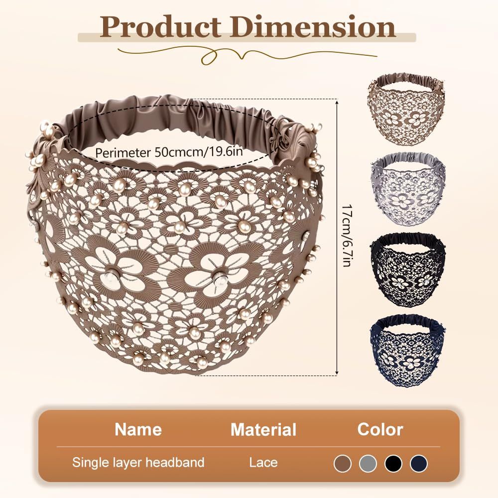2025 New Elegant Floral Beaded Headbands for Women, Wide Lace Hair Bandanas, Boho Hair Accessories 5PCS, one size