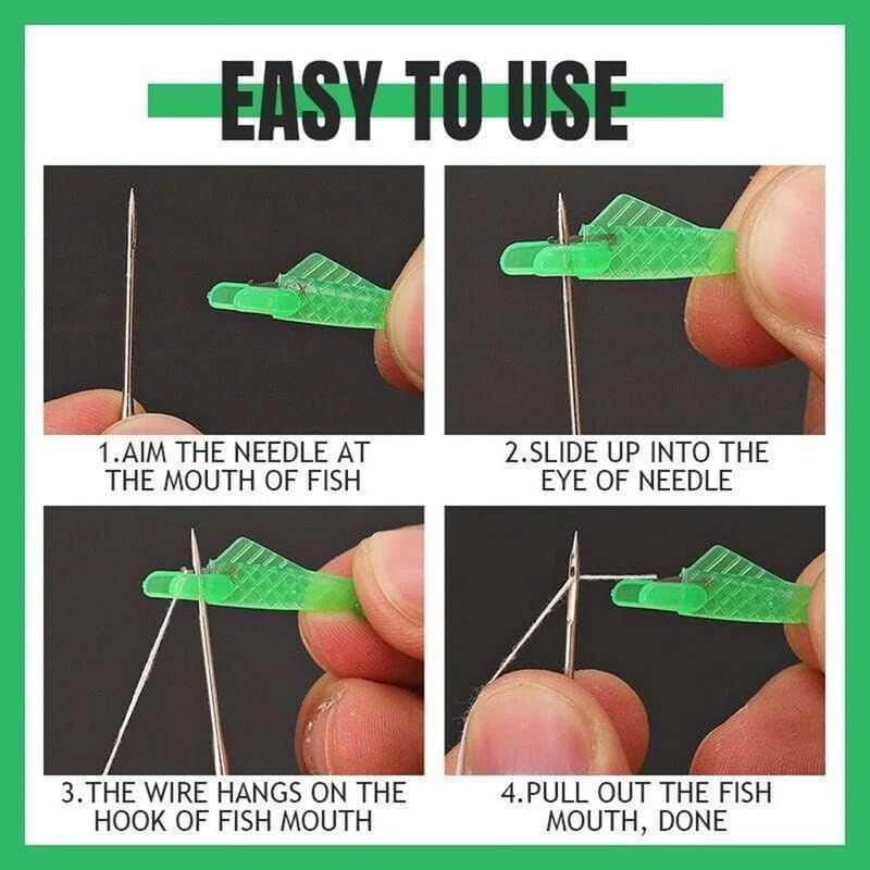 Automatic Sewing Needle Threader, Fish Type Quick Needle Threaders for Hand Sewing, Sewing Machine Needle Threader Tools, Sewing Supplies - Designed for Sewing Lovers Alike green-3pcs