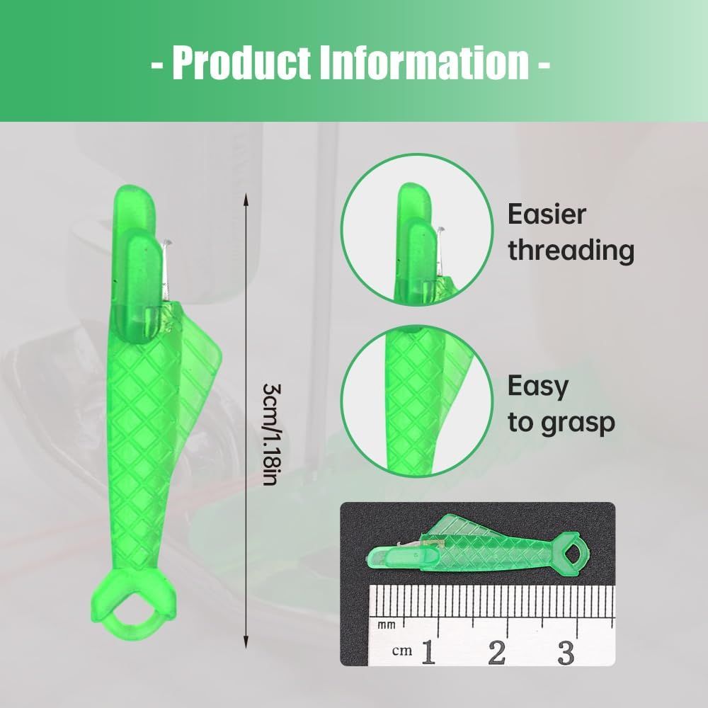 Automatic Sewing Needle Threader, Fish Type Quick Needle Threaders for Hand Sewing, Sewing Machine Needle Threader Tools, Sewing Supplies - Designed for Sewing Lovers Alike green-3pcs