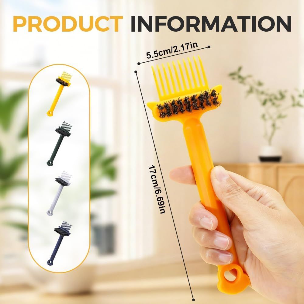2-in-1 Hair Brush Cleaner Tool, Effortlessly Removes Hair & Dust from Combs, Mini Cleaning Rake with Pick & Bristles for Home and Salon Use Green