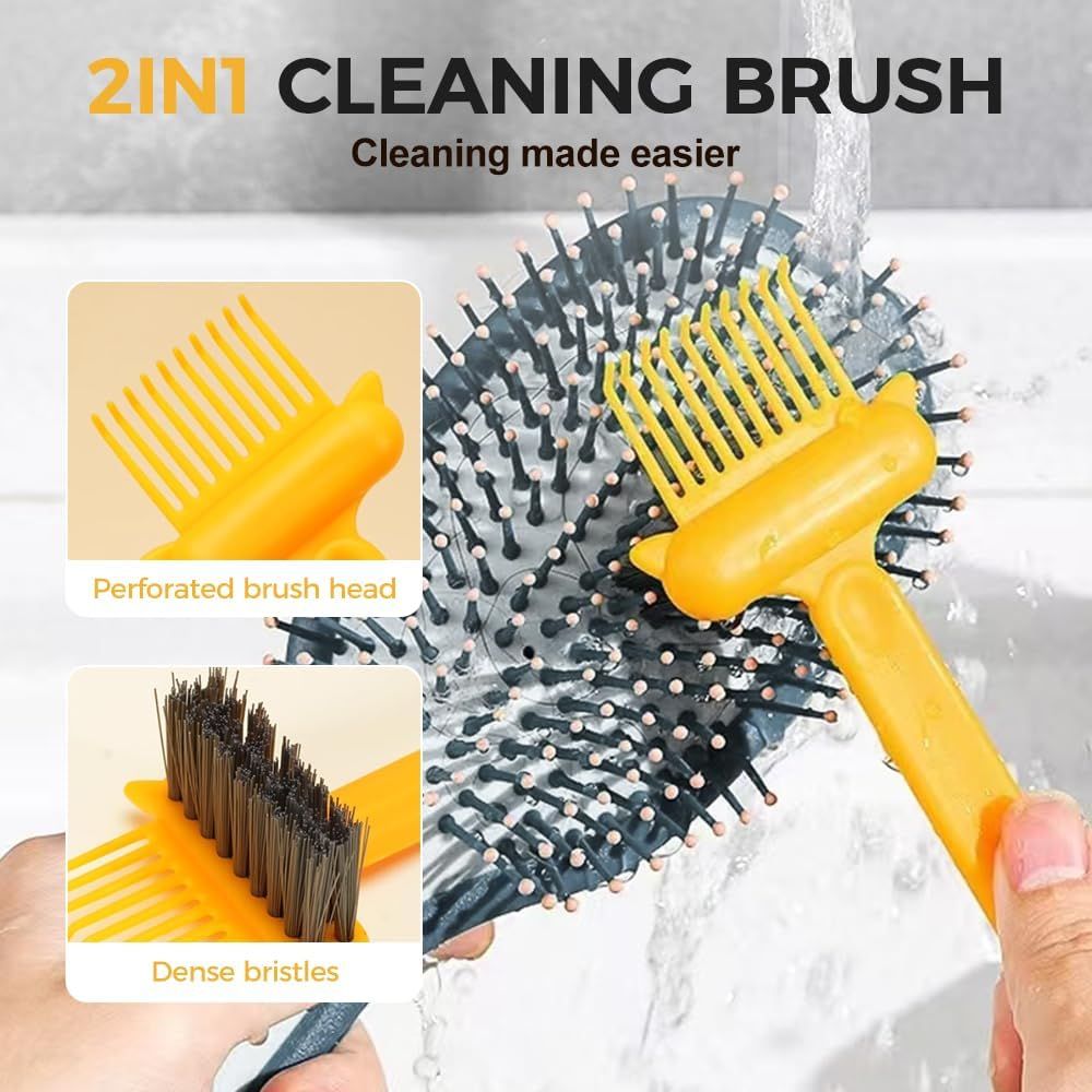 2-in-1 Hair Brush Cleaner Tool, Effortlessly Removes Hair & Dust from Combs, Mini Cleaning Rake with Pick & Bristles for Home and Salon Use Green