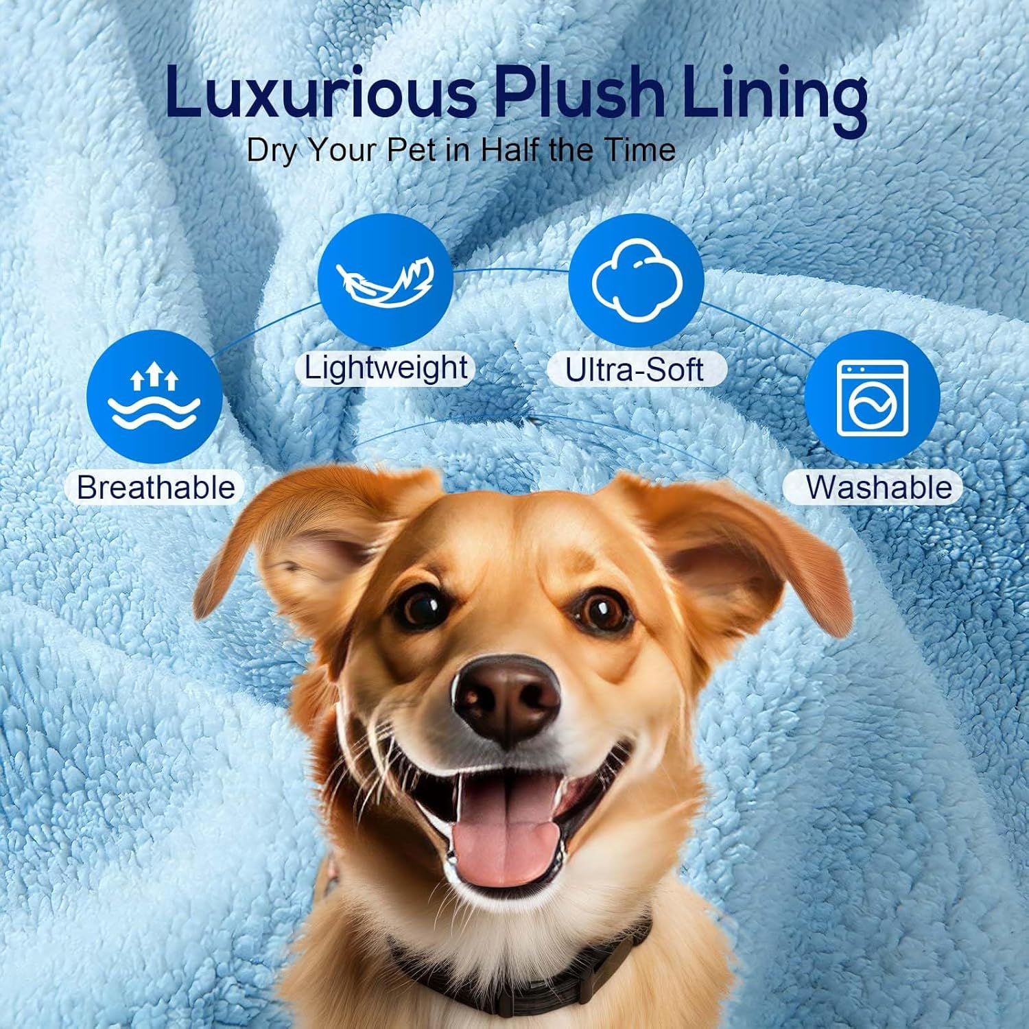 Paw Bathing Towel for Cats Puppy, Machine-Washable Reusable Pet Grooming Towel - Soft, Absorbent Quick-Dry Bath Mitt for Dirt Odor Removal, Daily Care & Travel Blue