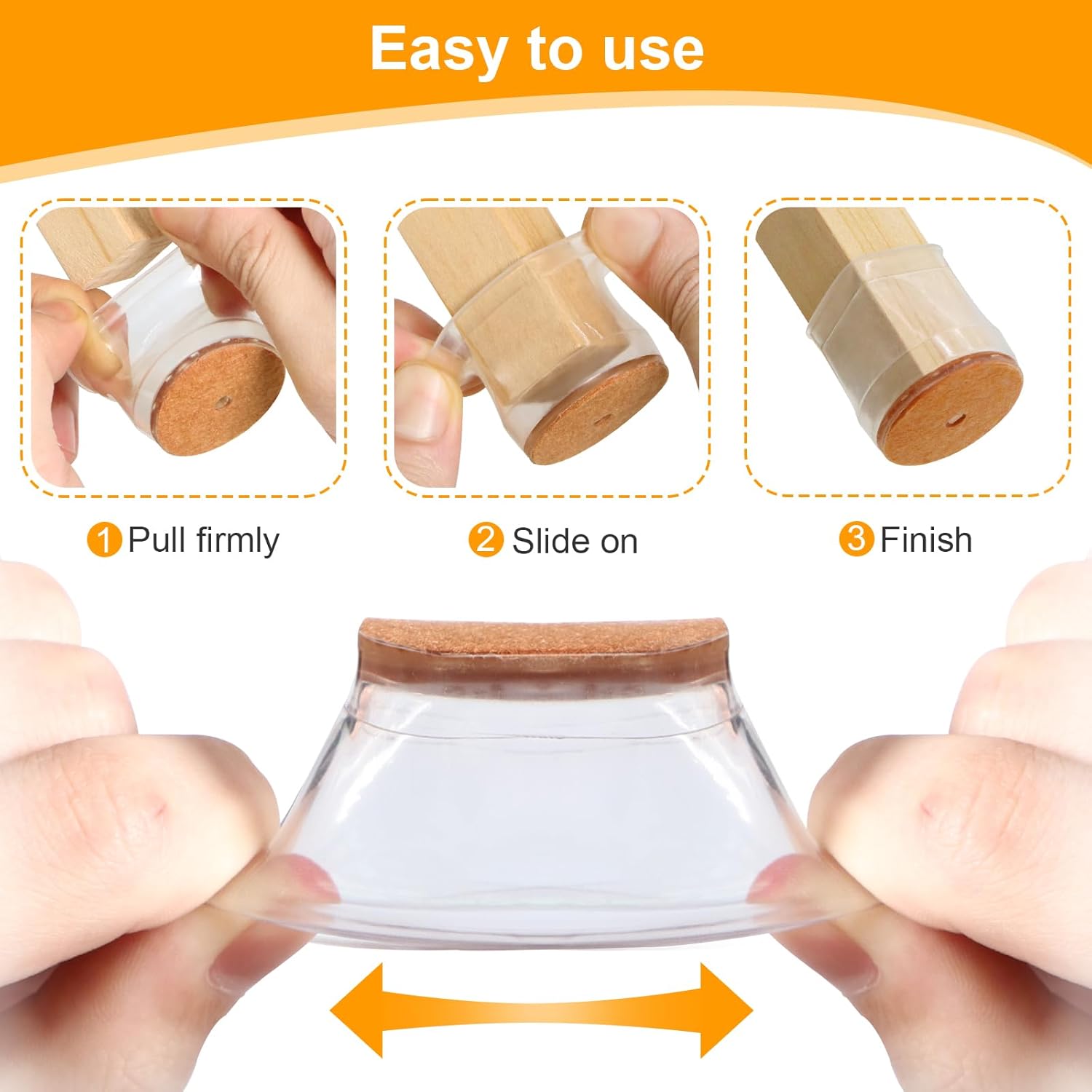 Ansible 36 Pack Chair Leg Floor Protectors for Hardwood Floors, Silicone Felt Covers Pads Caps, Protect Wood Furniture Feet Floors Noise Reduce and Scratch Universal Large & Clear