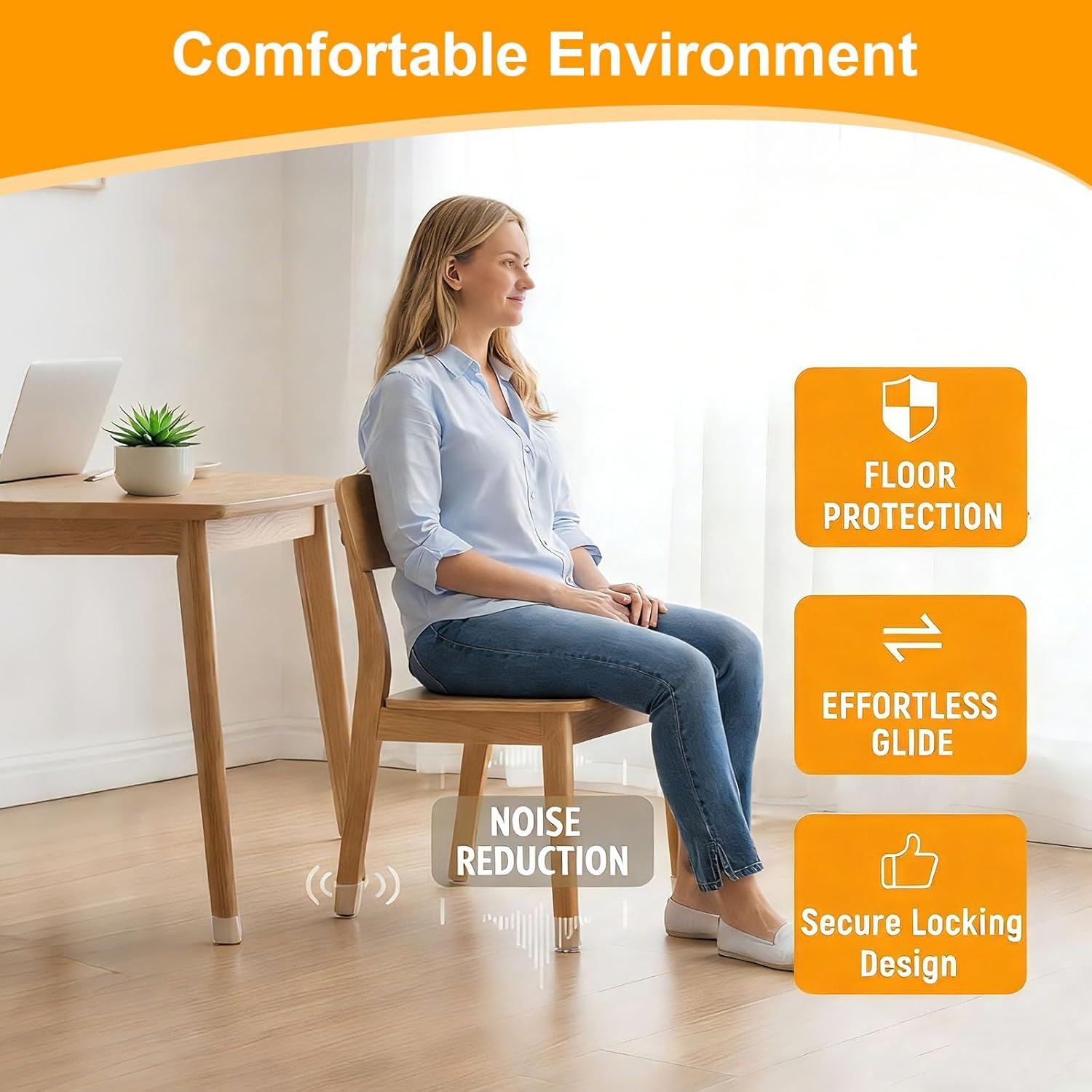 Ansible 36 Pack Chair Leg Floor Protectors for Hardwood Floors, Silicone Felt Covers Pads Caps, Protect Wood Furniture Feet Floors Noise Reduce and Scratch Universal Large & Clear