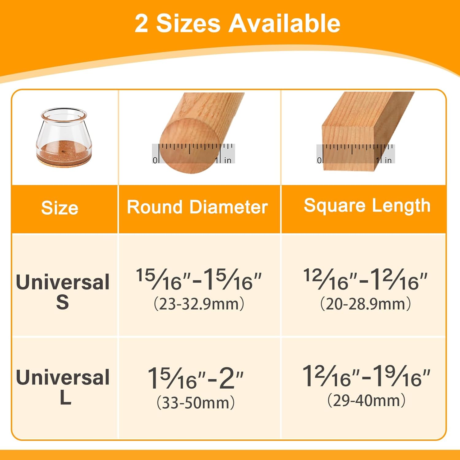 Ansible 36 Pack Chair Leg Floor Protectors for Hardwood Floors, Silicone Felt Covers Pads Caps, Protect Wood Furniture Feet Floors Noise Reduce and Scratch Universal Large & Clear