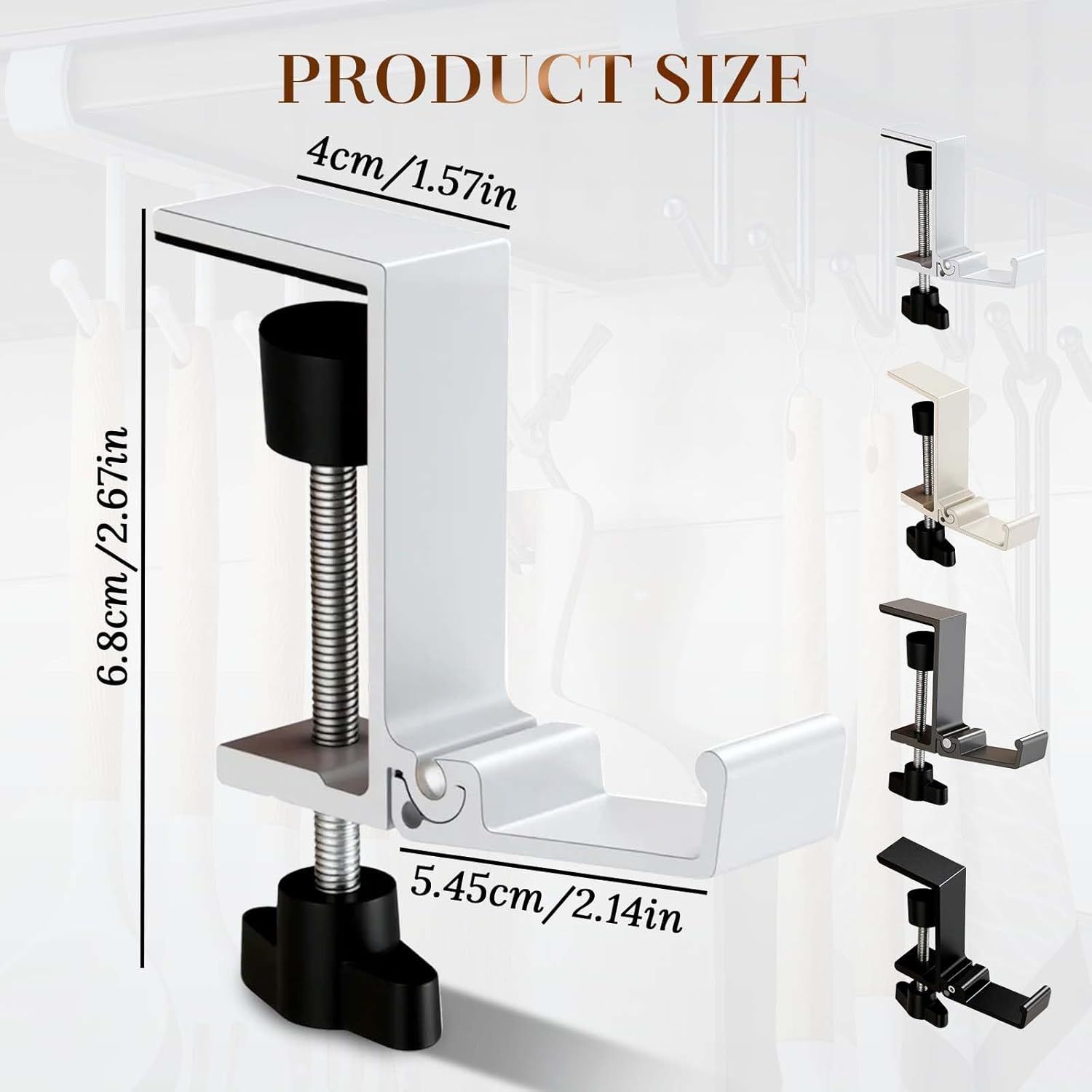 Headphone Stand, Purse Hook for Table, Foldable Space-Saving Headphone Bag Holder, Multifunctional Desk Hooks with Adjustable Clamp-On Design, Office, Dormitory, Home Accessories black, 2pcs