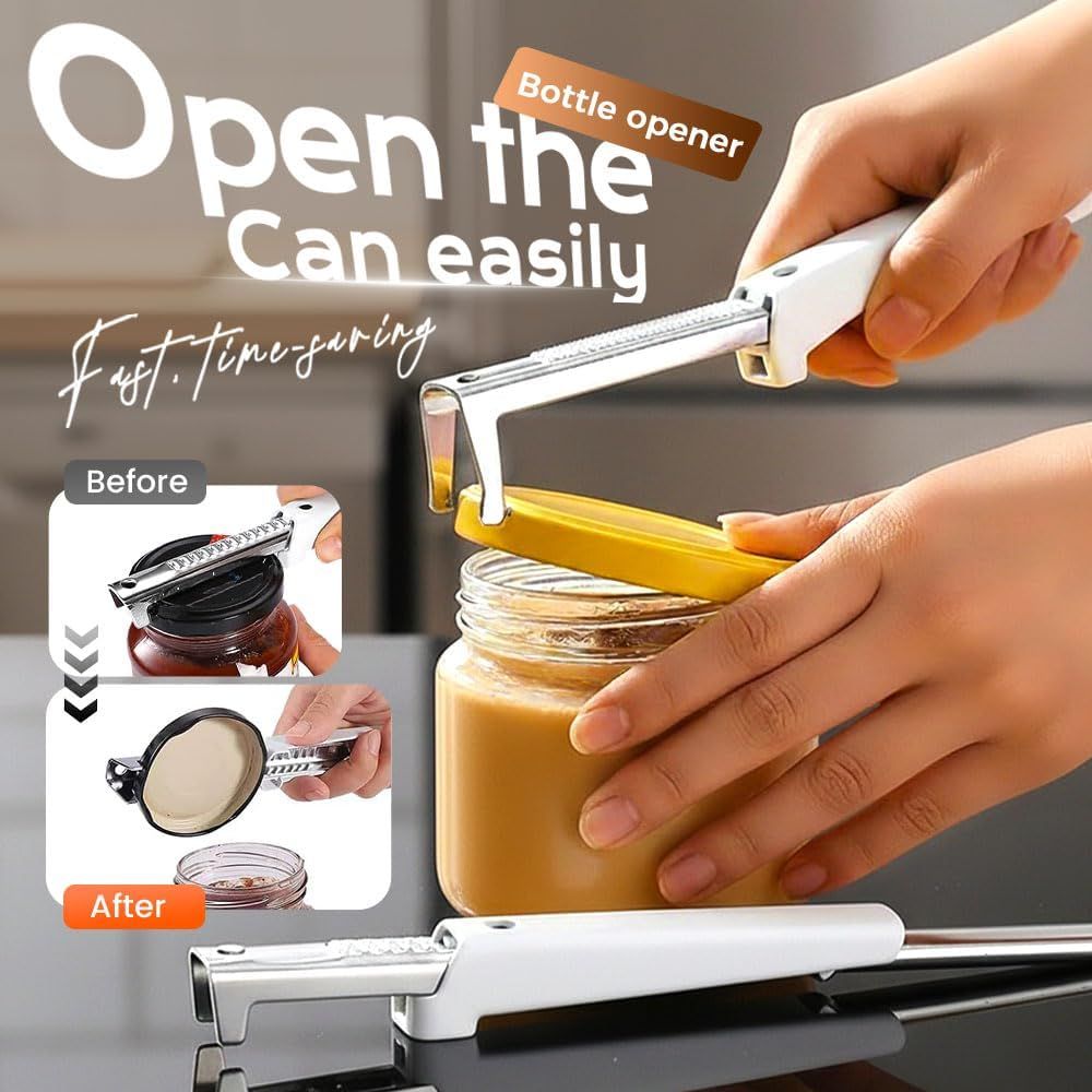 Adjustable Jar Opener for Weak Hands & Seniors - Stainless Steel Can Opener with Comfort Grip, Multifunctional Bottle & Lid Opener for Kitchen, Arthritis Friendly red