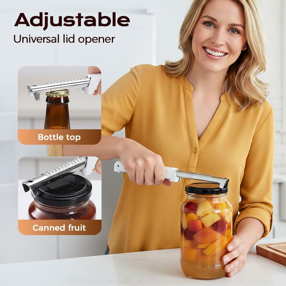 Adjustable Jar Opener for Weak Hands & Seniors - Stainless Steel Can Opener with Comfort Grip, Multifunctional Bottle & Lid Opener for Kitchen, Arthritis Friendly red