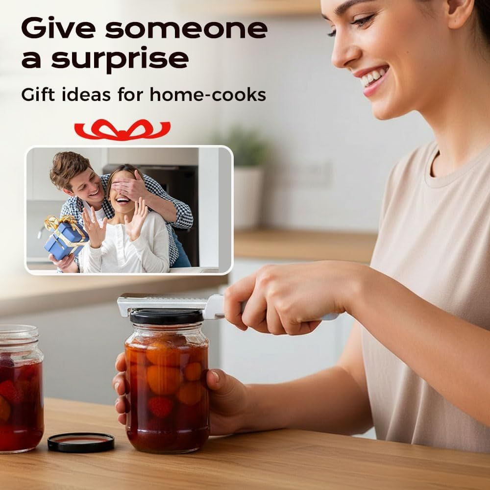 Adjustable Jar Opener for Weak Hands & Seniors - Stainless Steel Can Opener with Comfort Grip, Multifunctional Bottle & Lid Opener for Kitchen, Arthritis Friendly red