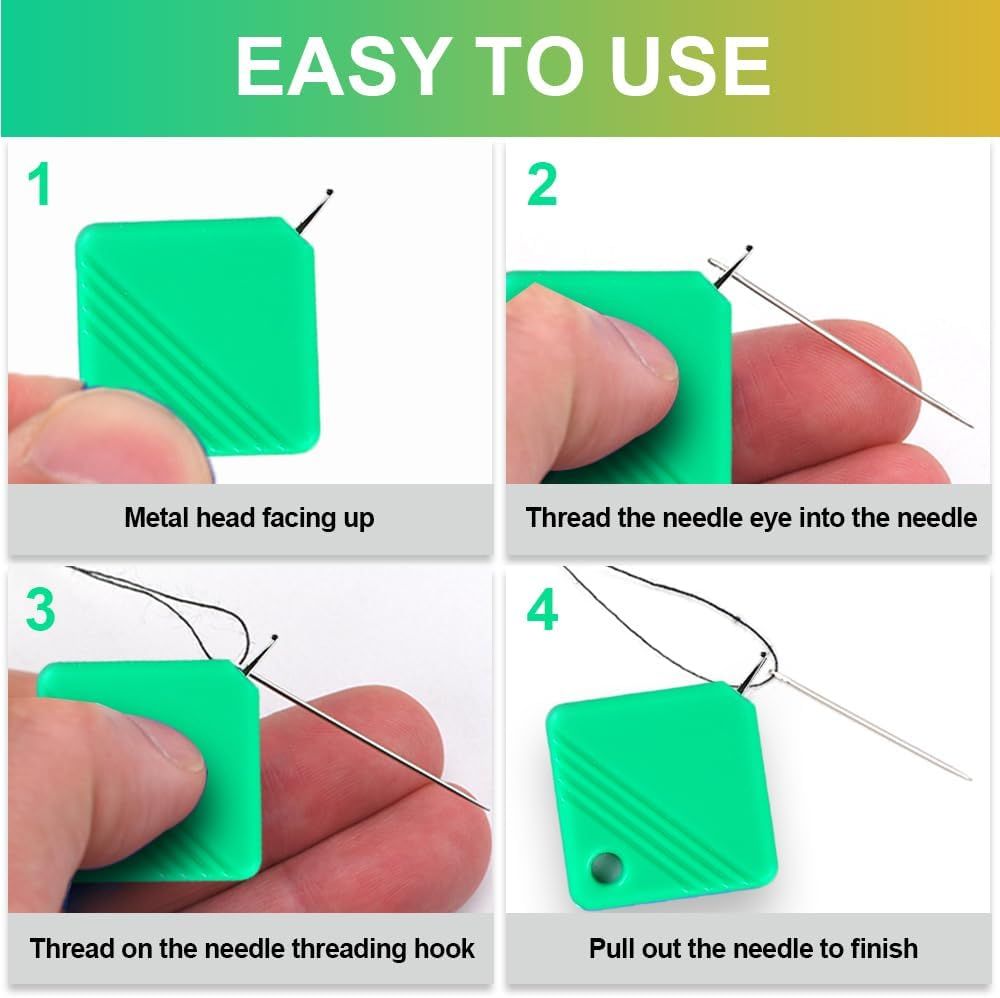2025 Upgraded Needle Threaders, Sewing Machine Needle Threader, Needle Threaders for Hand Sewing, Embroidery Floss, Yarn, Quickly and Easily Threads Needles Tools Green
