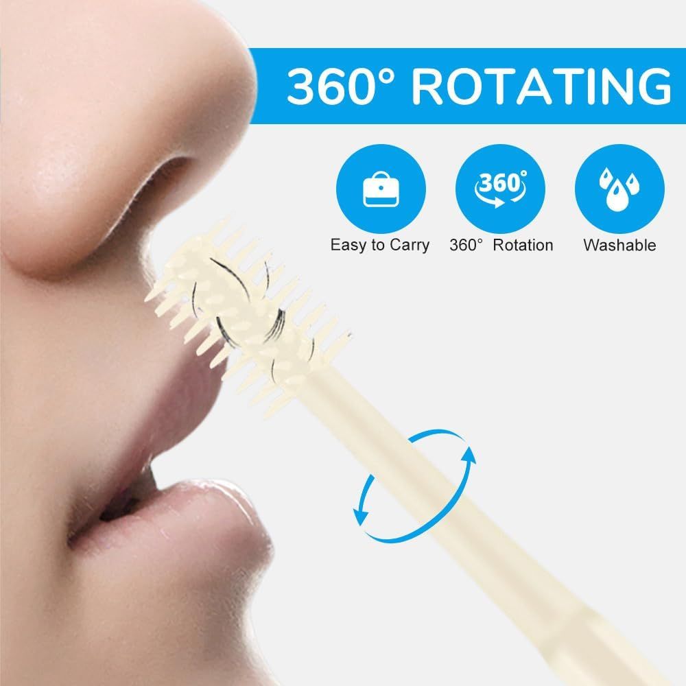 2-in-1 Nose Hair Trimmer for Men & Women, Manual 360° Rotating Multifunctional Nasal Hair Cutter & Ear Pick, Travel Essentials Blue