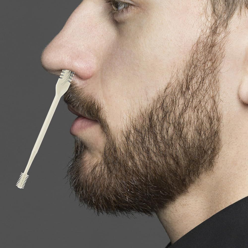 2-in-1 Nose Hair Trimmer for Men & Women, Manual 360° Rotating Multifunctional Nasal Hair Cutter & Ear Pick, Travel Essentials Blue