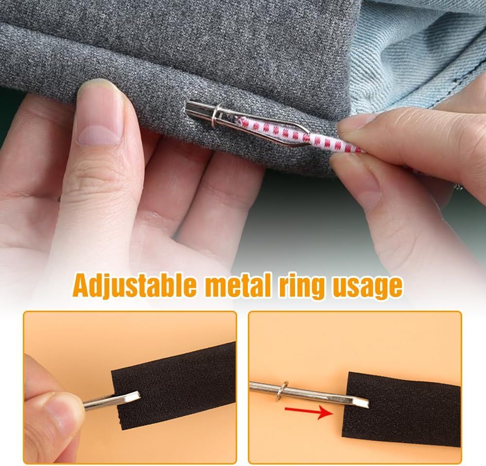 DIY Rope Threader Clip, Metal Easy Pull Drawstring Threader Tool with Tweezer Sewing Tool for Drawstring Replacement for Hoodies, Pants, Shorts, Sewing Supplies Accessories 2