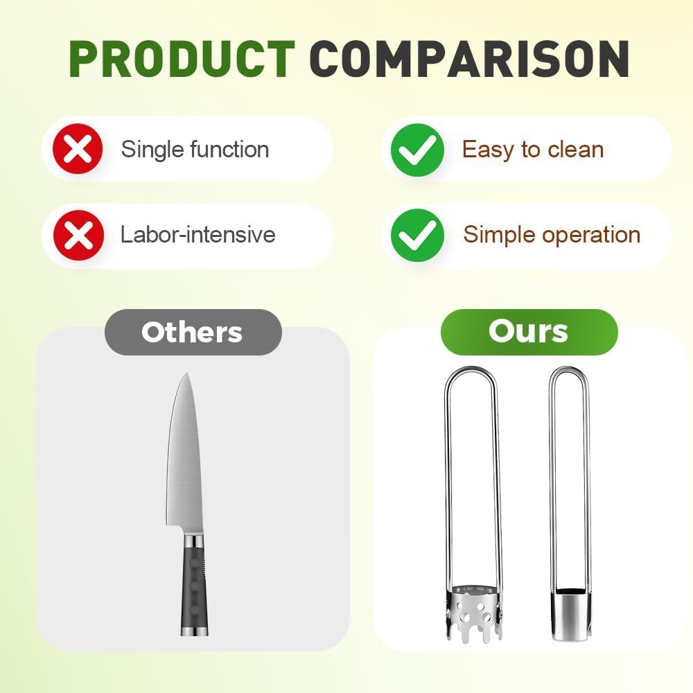 Apple Corer Tool, 2PCS Stainless Steel Fruit & Vegetable Corers for Red Bell Peppers, Apples, Pears - Easy Clean Kitchen Gadget silver