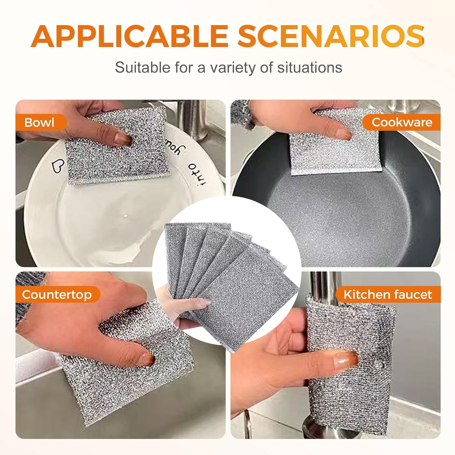 Multipurpose Wire Dishwashing Rag, Non-Scratch Wire Dishcloth for Wet & Dry Use - Reusable Metal Scrubbing Pad for Dishes & Sinks, All-Purpose Kitchen Sponge Cloth 2025 New 3