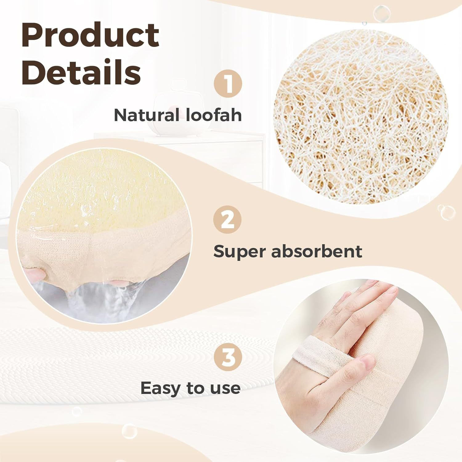 2025 Natural Loofah Sponge - Exfoliating Body Scrubber for Shower, Eco-Friendly Loofah for Men & Women 1pcs
