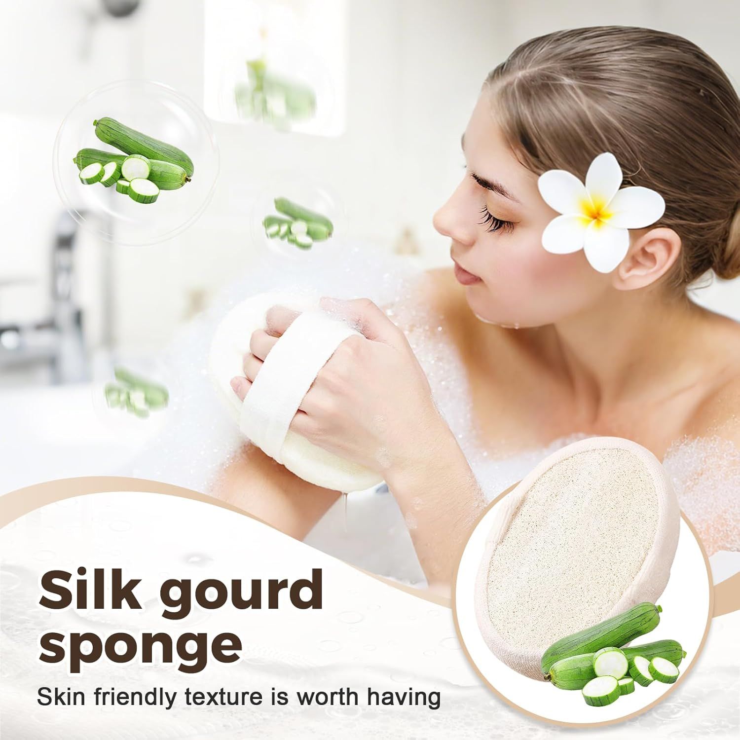2025 Natural Loofah Sponge - Exfoliating Body Scrubber for Shower, Eco-Friendly Loofah for Men & Women 1pcs