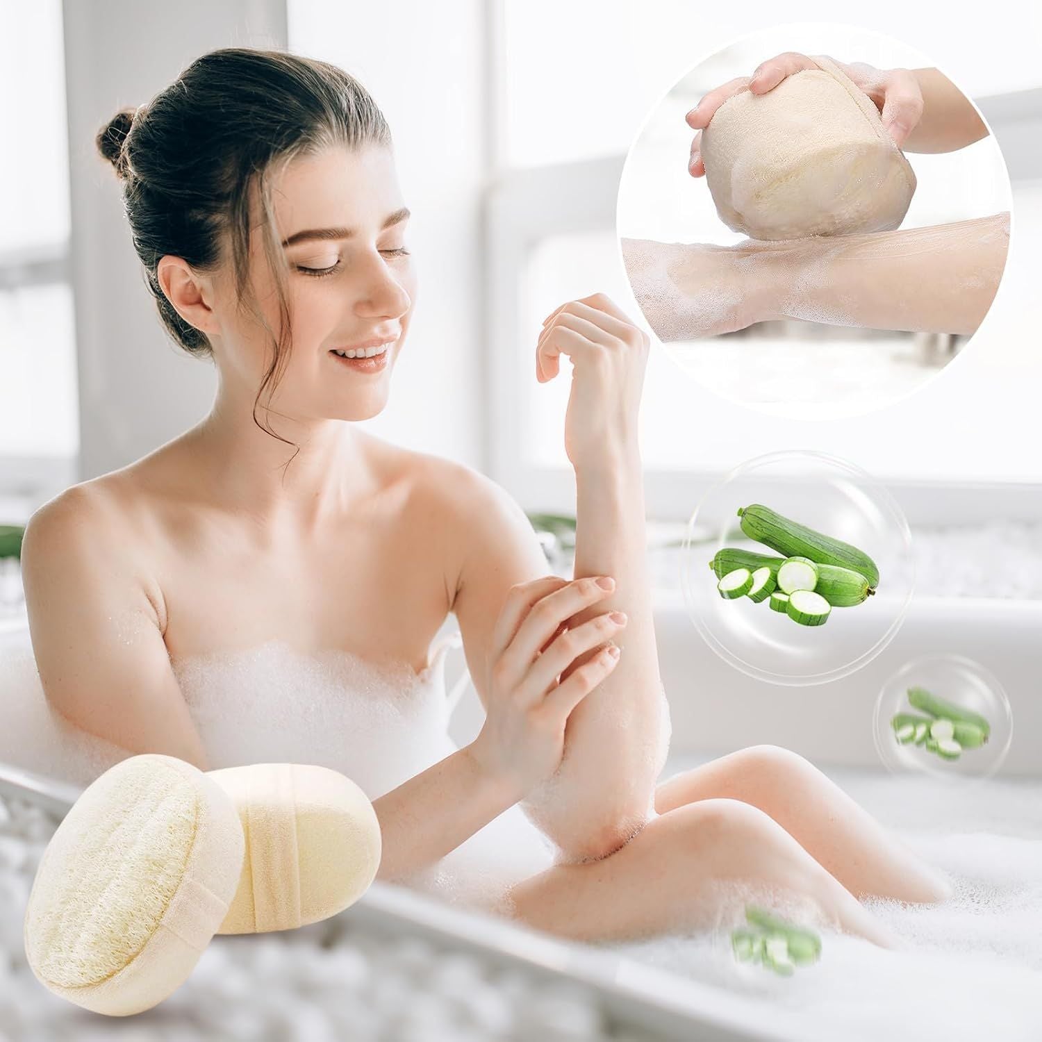 2025 Natural Loofah Sponge - Exfoliating Body Scrubber for Shower, Eco-Friendly Loofah for Men & Women 1pcs