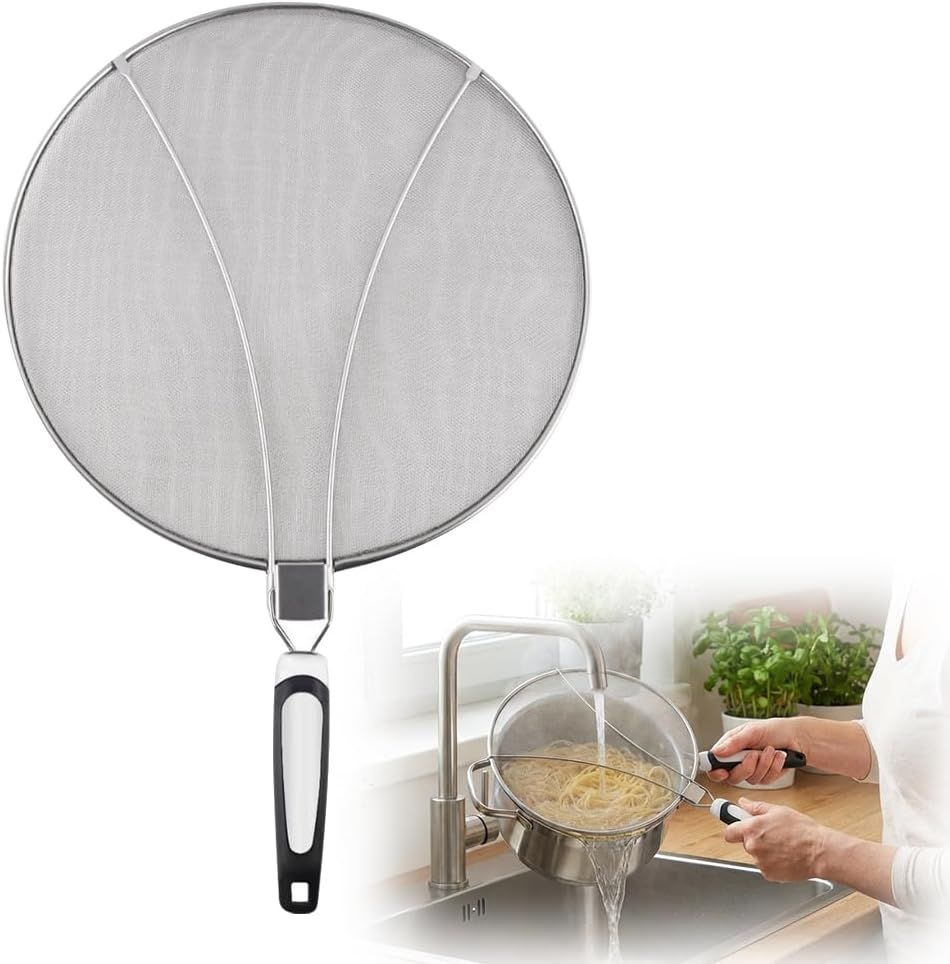 Stainless Steel Grease Splatter Guard, 11-Inch Fine Mesh Cover with Adjustable Comfort Grip Handle, Oil Splash Screen for Frying Pan, Cooking Pots, Skillet 1