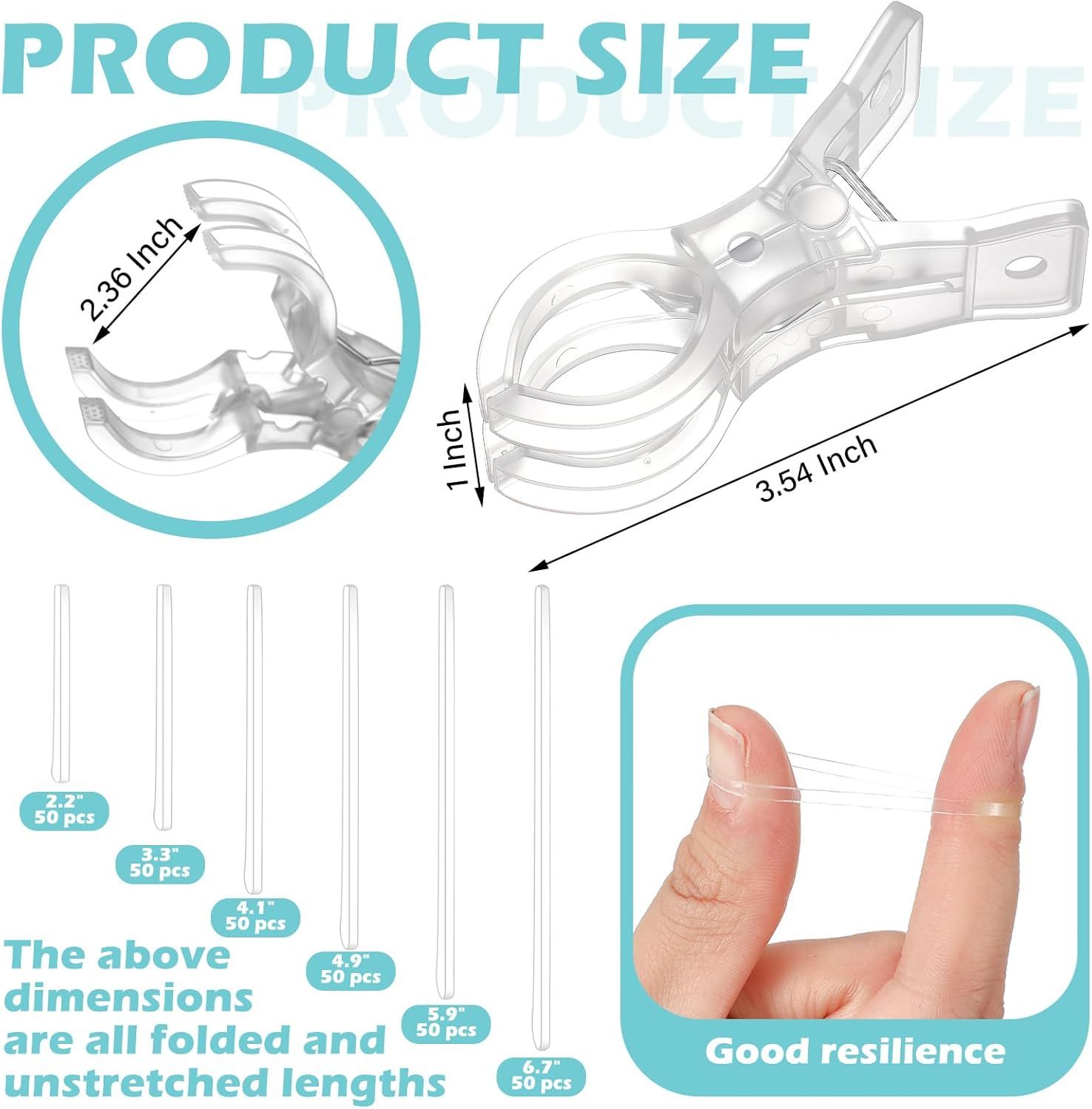 10 Pack Large Balloon Arch Clips 3.5 Inch Heavy Duty Clip and 300 Pcs Clear Rubber Bands for Balloon Arch Frame Garland Wall Birthday Decorations Crafts Woodworking Photography Studios