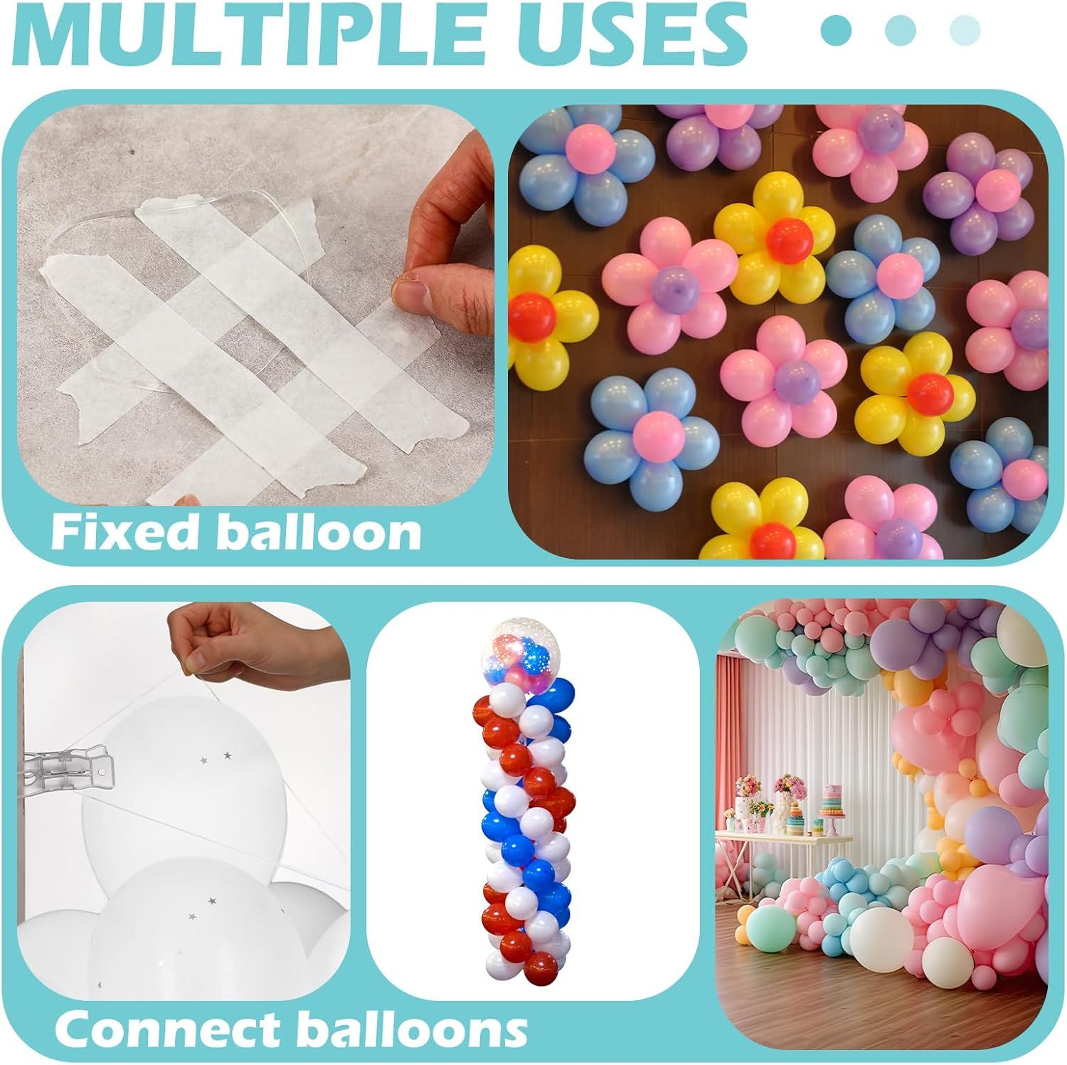 10 Pack Large Balloon Arch Clips 3.5 Inch Heavy Duty Clip and 300 Pcs Clear Rubber Bands for Balloon Arch Frame Garland Wall Birthday Decorations Crafts Woodworking Photography Studios