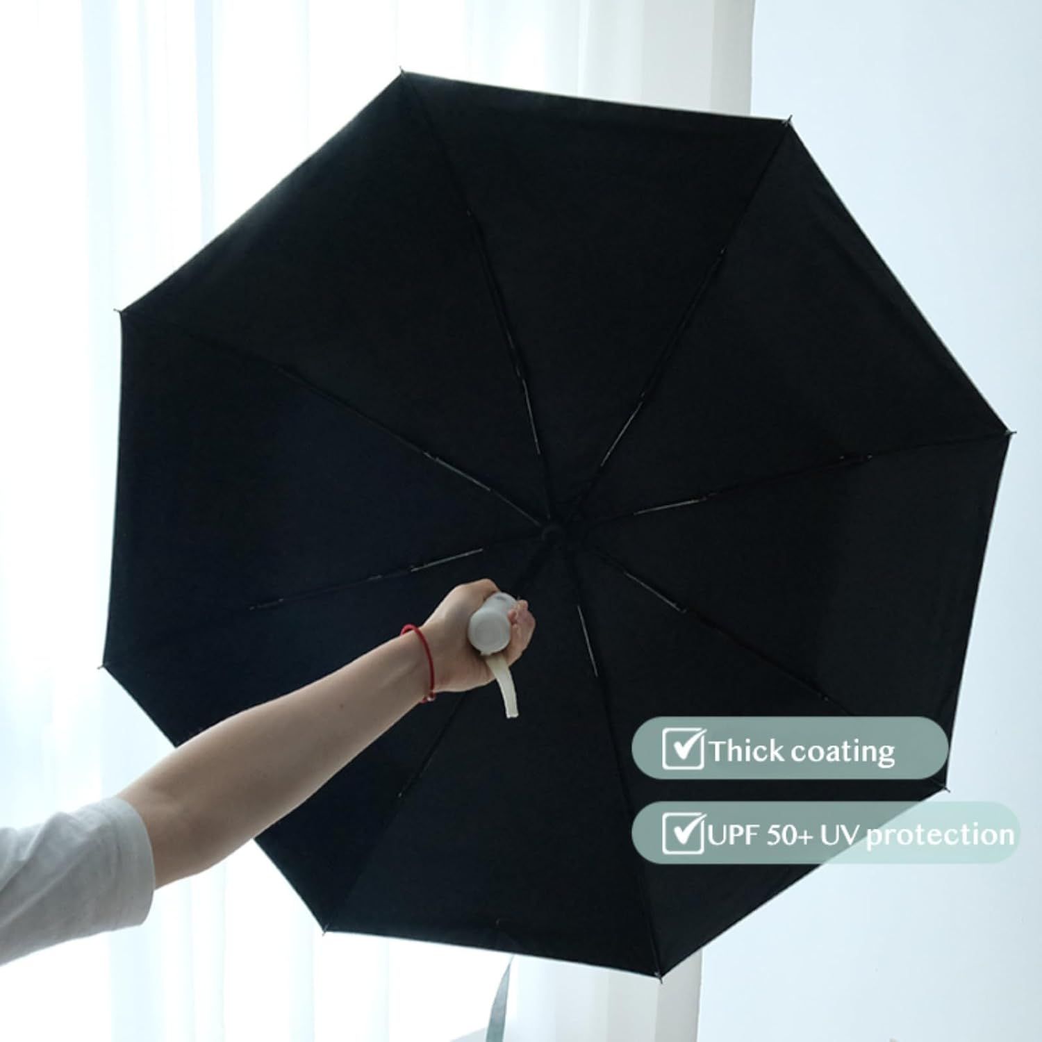 Ombré Auto Open Rain & Sun UPF 50+ UV Protection Umbrella, Portable Travel Folding Umbrella with Cover Bag