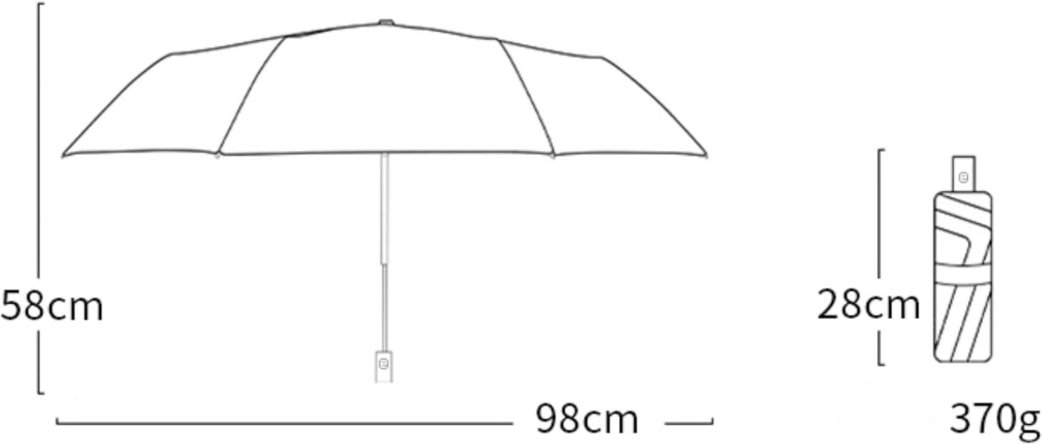 Ombré Auto Open Rain & Sun UPF 50+ UV Protection Umbrella, Portable Travel Folding Umbrella with Cover Bag